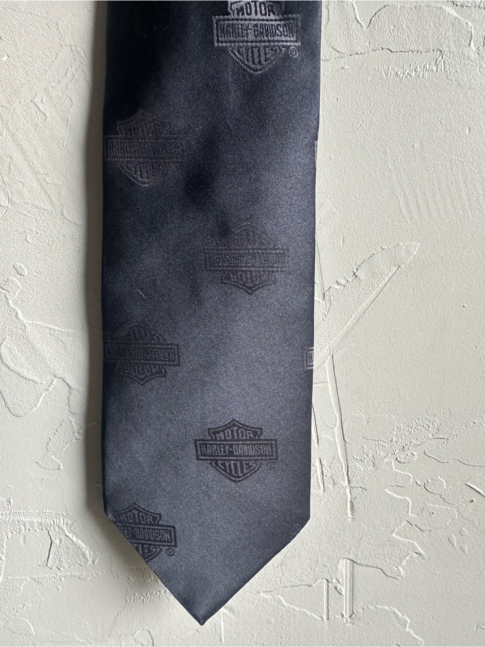 Harley Davidson 100% Silk Black Logo Necktie Biker Motorcycle Y2K Mens Tie
